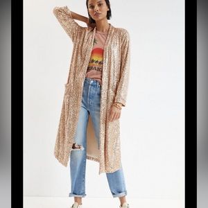 BB Dakota Gold Sequin Duster, Petite Small, NWT